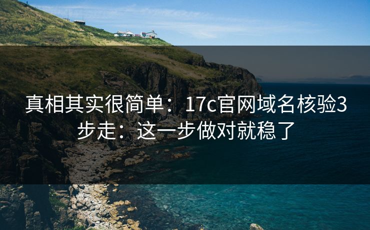 真相其实很简单：17c官网域名核验3步走：这一步做对就稳了