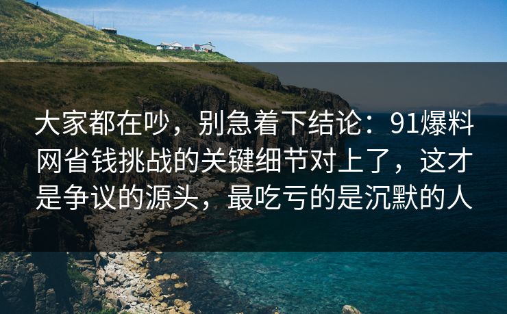大家都在吵，别急着下结论：91爆料网省钱挑战的关键细节对上了，这才是争议的源头，最吃亏的是沉默的人
