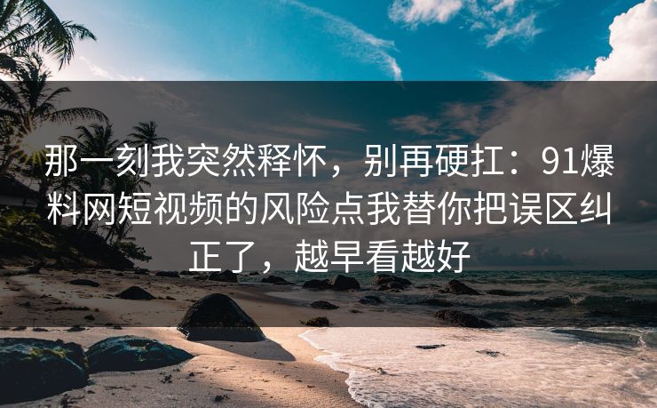 那一刻我突然释怀,别再硬扛:91爆料网短视频的风险点我替你把误区纠正了,越早看越好 那一刻我突然释怀,别再硬扛:91爆料网短视频的风险点我替你把误区纠正了,越早看越好