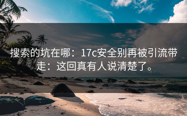 搜索的坑在哪：17c安全别再被引流带走：这回真有人说清楚了。