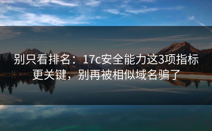 别只看排名：17c安全能力这3项指标更关键，别再被相似域名骗了
