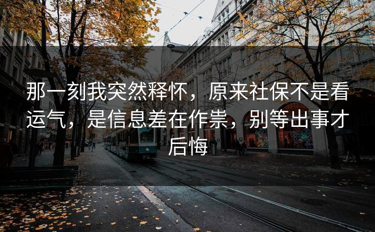 那一刻我突然释怀，原来社保不是看运气，是信息差在作祟，别等出事才后悔