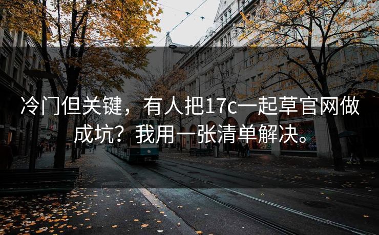 冷门但关键，有人把17c一起草官网做成坑？我用一张清单解决。