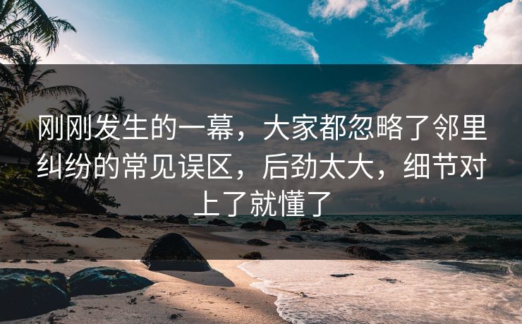 刚刚发生的一幕，大家都忽略了邻里纠纷的常见误区，后劲太大，细节对上了就懂了