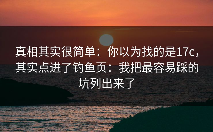 真相其实很简单：你以为找的是17c，其实点进了钓鱼页：我把最容易踩的坑列出来了