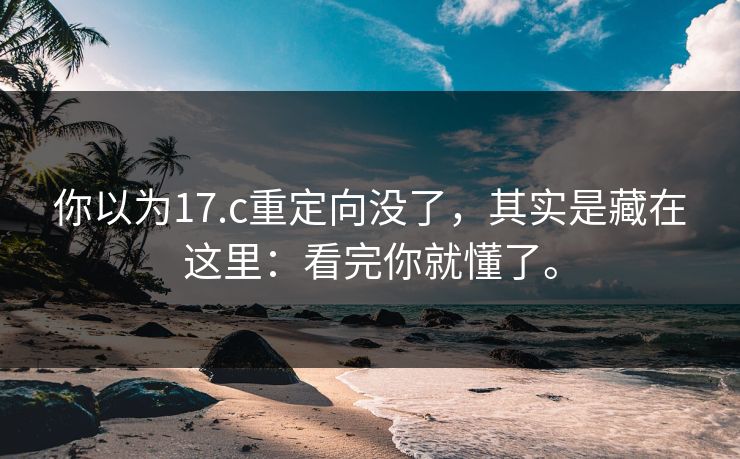 你以为17.c重定向没了，其实是藏在这里：看完你就懂了。