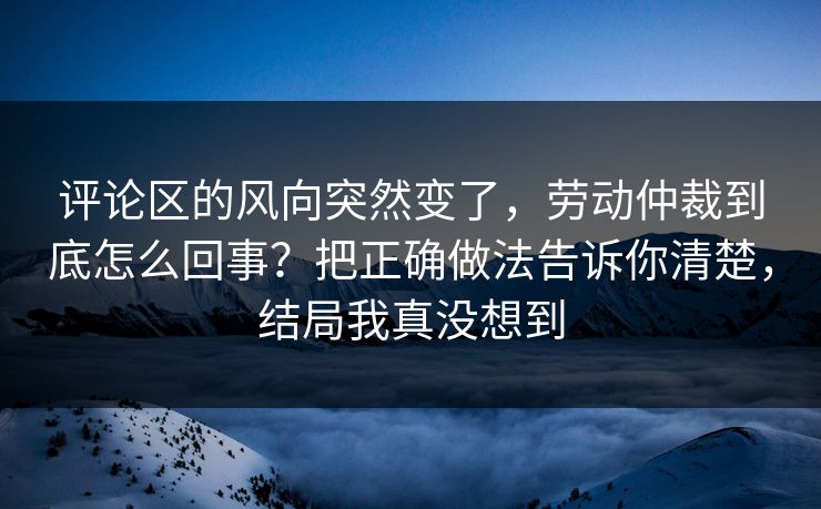 评论区的风向突然变了，劳动仲裁到底怎么回事？把正确做法告诉你清楚，结局我真没想到