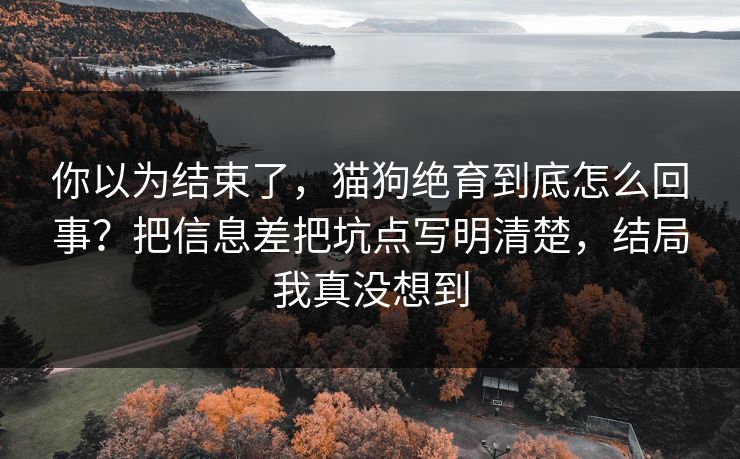 你以为结束了，猫狗绝育到底怎么回事？把信息差把坑点写明清楚，结局我真没想到